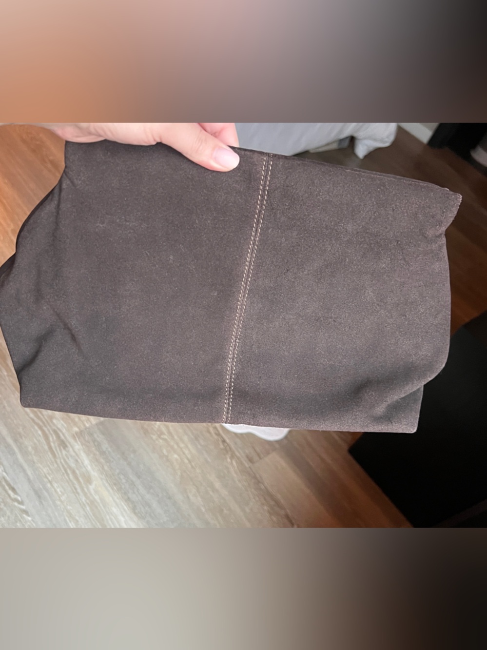 Flattered Clay Clutch Suede Chocolate - Picture 2 of 5